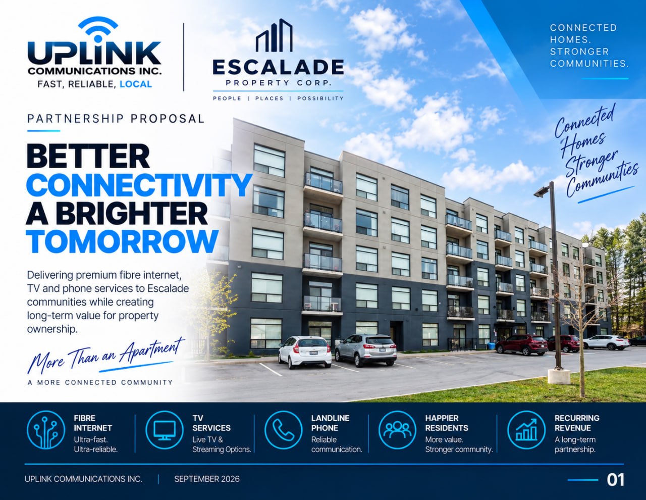 UpLink and Escalade Property Corp. connectivity partnership cover